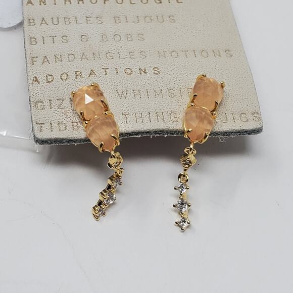 Anthropologie Oaxaca Double Stone Drop Earring Pink  New with tags - Picture 2 of 4